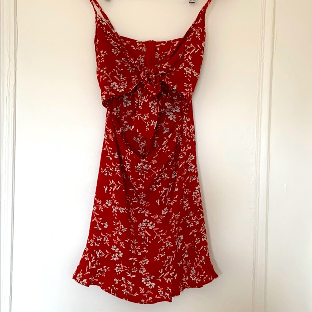 Red summer floral dress